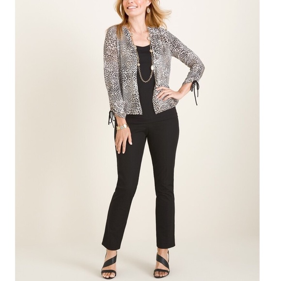 Chico’s animal print ruched sleeve open cardigan size 0 - Picture 9 of 9